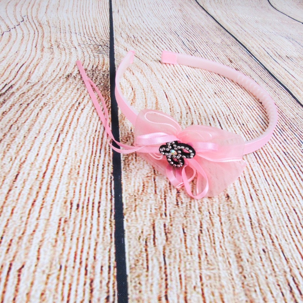 Ribbon bow girls headband Light Pink